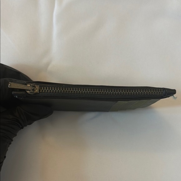 Coach Zip Card Case Wallet Two-Tone Colorblock Calf Leather Black/Olive Green OS - Picture 8 of 12